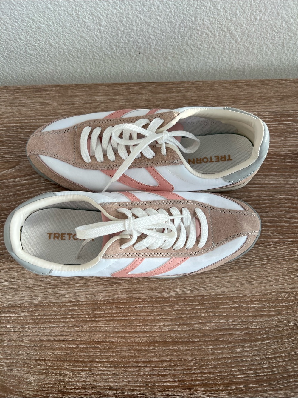 Tretorn White Sneakers with Blush Pink Accents